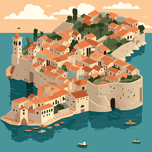a disney style vector of Dubrovnik in Croatia