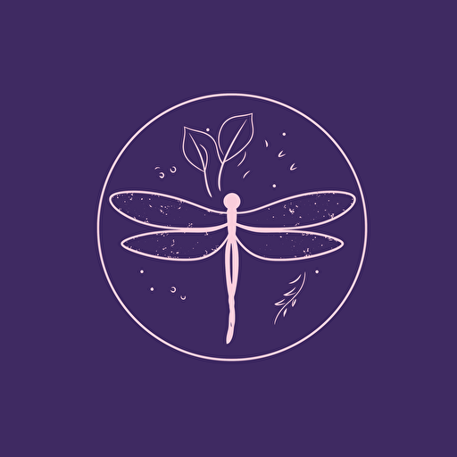 minimalist dragonfly logo, purple, bubbly, simple, vector