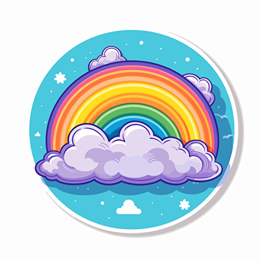 rainbow with clouds below disney vector flat 2d cartoon illustration sticker