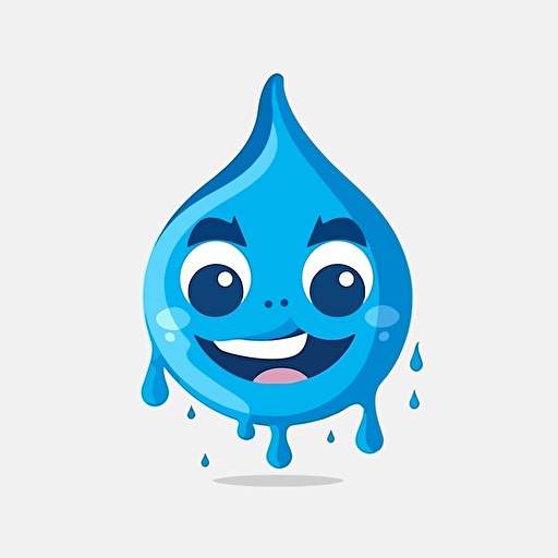 Logo of a company, flat design, illustration, vector, drop of water, smiling, blue colors