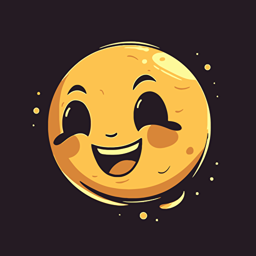 vector style, moon with a smiley face, chibi