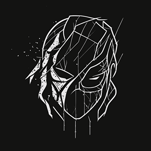 minimal line logo of a gaming broken mask, vector,