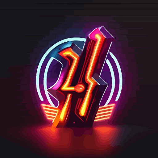 letter "R", logo, rock n roll style, warm neon light , minimal, vector, simple, flat , white background