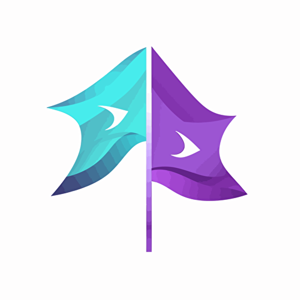 logo two plain flags sky-blue and purple in opossite directions vector style