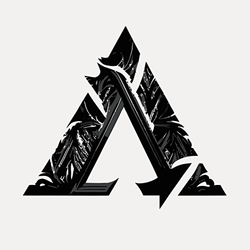 logomark based on letter A, flat vector, black and white