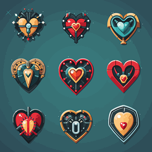 set of heart logo vector flat ar 16:9