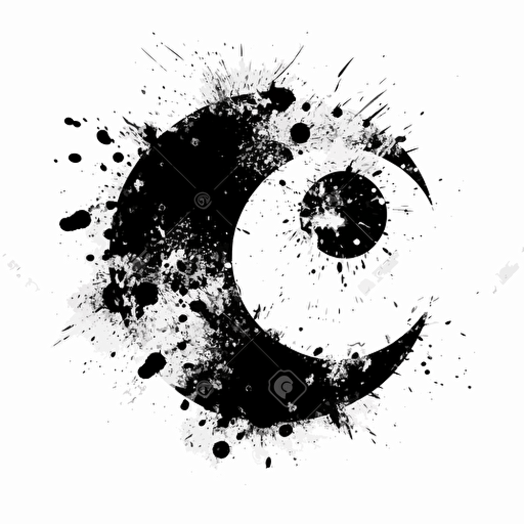 ying yang symbol, banksy stencil style, 2d, vector, white background