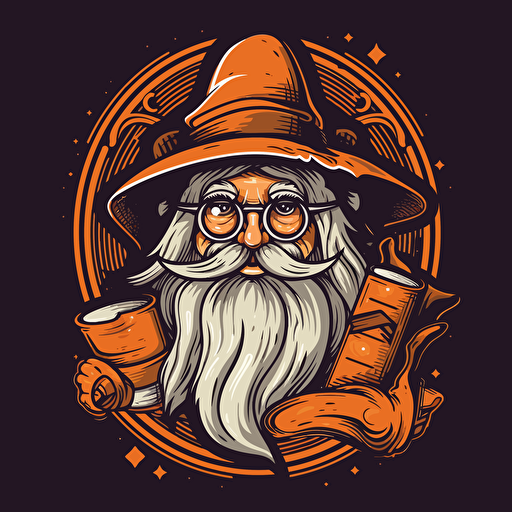 a 2d vector logo illustration of a wizard professor