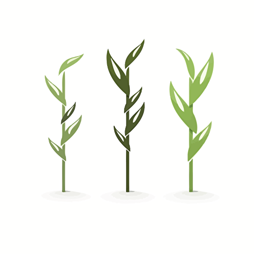 bamboo design logo with letter B and I, flat, vector, white background