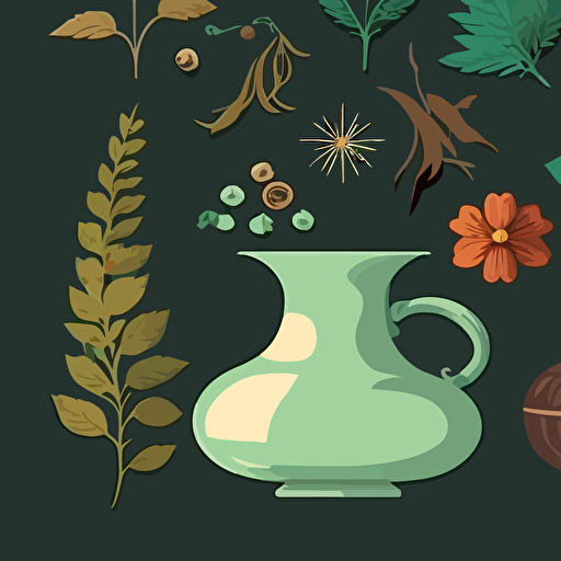 vector elements for herbal medicine, flat