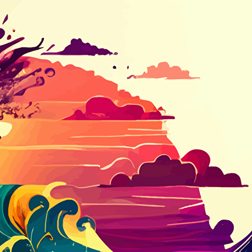 sea, wave, vector, colorfull
