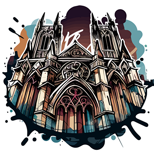 graffiti style cartoon york minster vector style logo NO TEXT NO WRITING epic cool