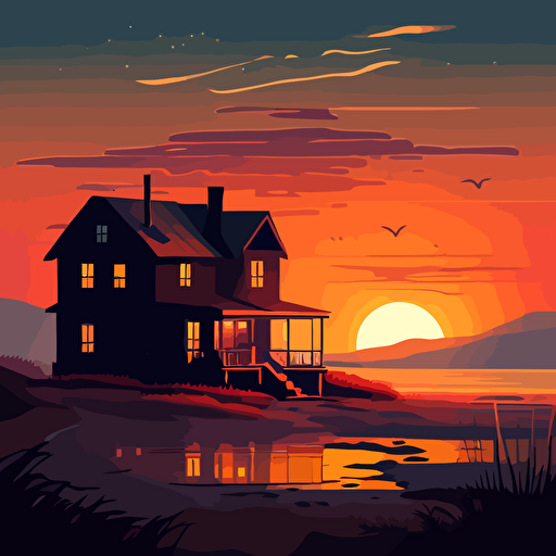 vector beautful home sun rise 1920 x 1080