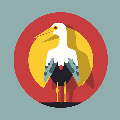 Stork, vector, ukrainean, flat head only, with ukrainean symbol