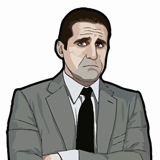 steve carrel, as michael scott, as an vector image, cartoon, high quality, creative, 2D
