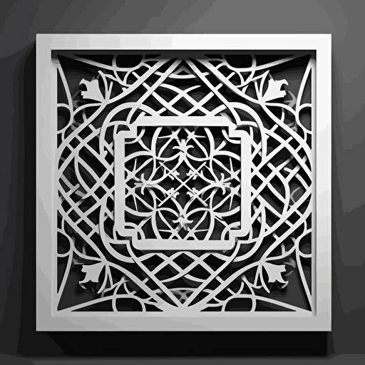 geometric modern vector style square wall art laser cut with separate colored layers with details only white background