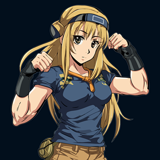 Mugi k-on wearing sbd gear flexing, jojo style