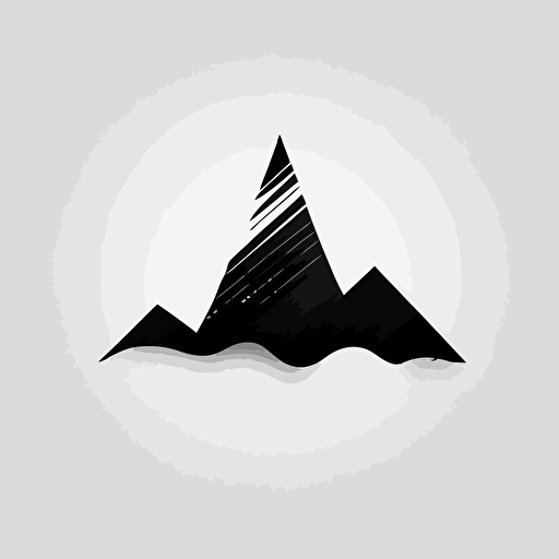 flat vector logo of triangle, black and white, sound wave form wrapped around mountine, simple minimal, by Ivan Chermayeff