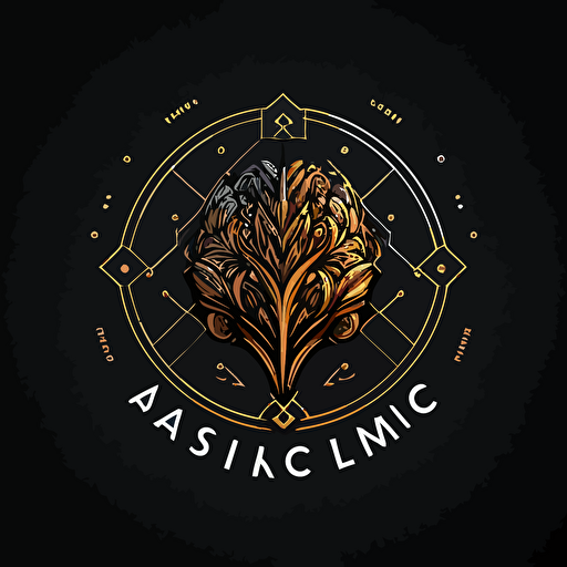 an emblem logo for an art & science AI company, simple, vector