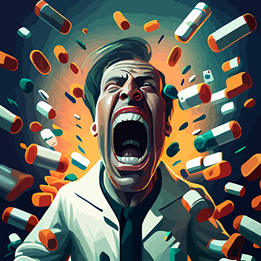 pharmacist burnout post apocolyptic deviantart dribble whoa wow overdosing on pills and screaming executives in the background vector 2d