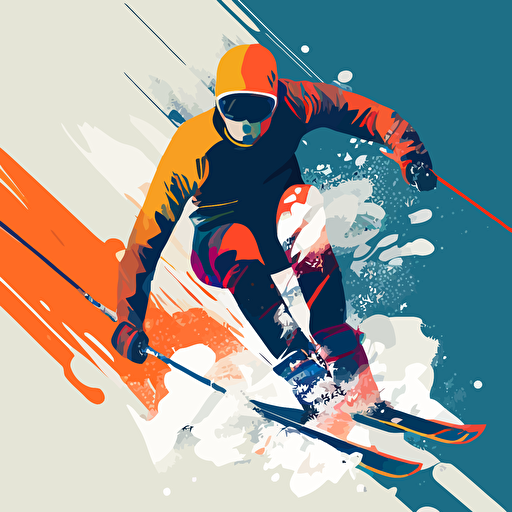 man skiing vector