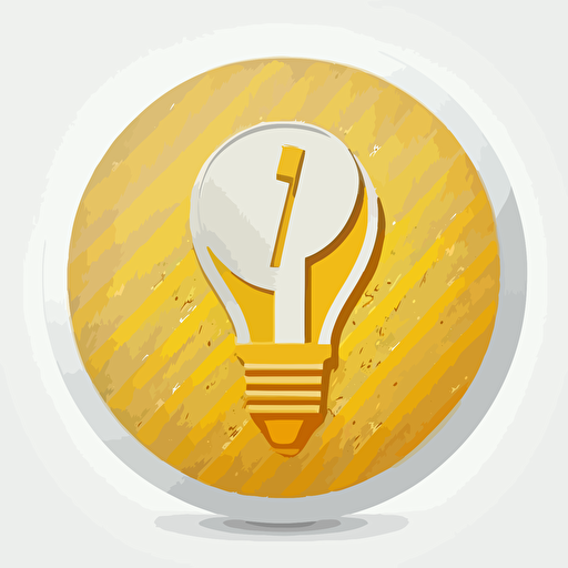 vector circular icon, light bulb wearing a yellow hard hat, holding a screwdriver triumphantly