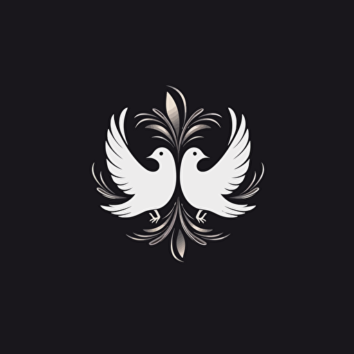 Minimalist couple of doves, logo element, vector illustration, outline, Trending on artstation
