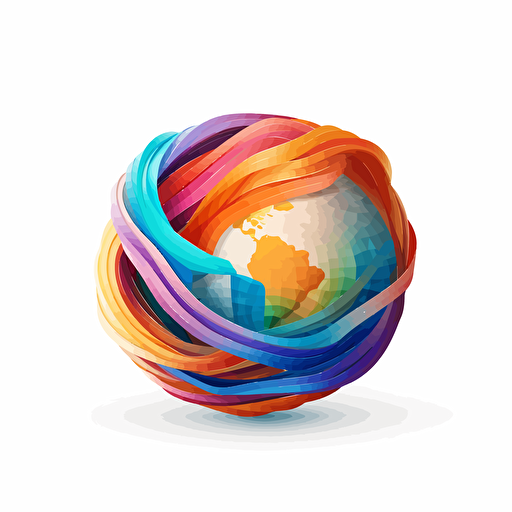 logo earth made of visualisation ribbons, vector, colorful