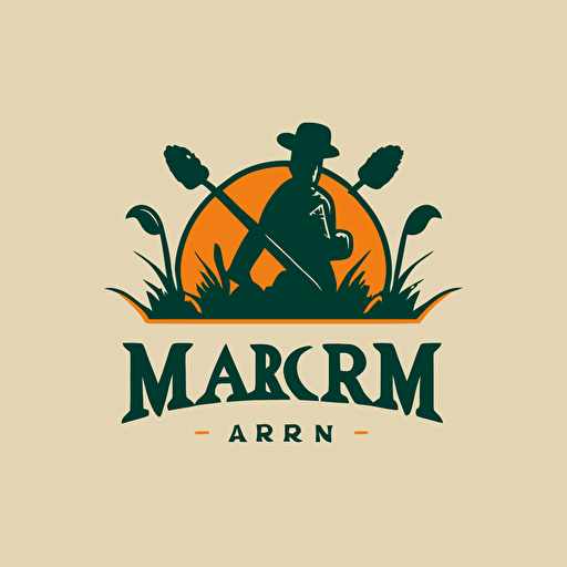 a flat vector logo for a lawn maintenance company, simple, minimal, van gogh style, incorporate the letter R and M into the design