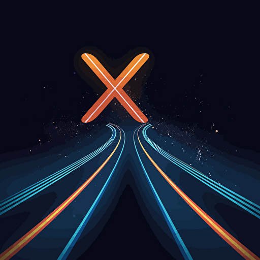 A picture of a road that symbolize future, XR as a service, learning, Vector Syle, dark background, blue, white, orange