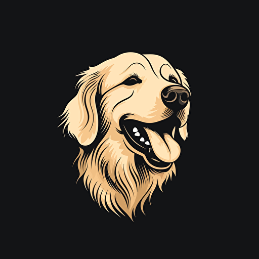 A vector logo of a golden retriever, minimalistic, simple, memorable, sincere, wholesome, black and white