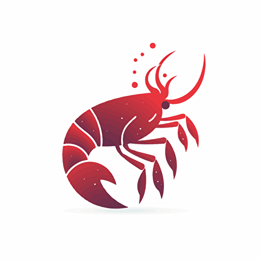very simple logo for dancing crayfish, red colors, vector flat, PNG, SVG, flat shading, solid white background, mascot, logo, vector illustration, masterwork, 2D, simple, illustrator