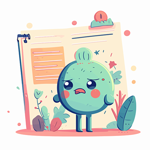 vector illustration sad and cute for no elements in list, empty list, cartoon style