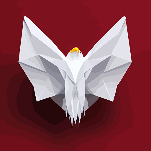 low poly vector white eagle flying open book icon red background cgsociety artstation octane render