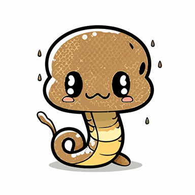 cute rattlesnake kawaii style, vector, white background, cute facial expression