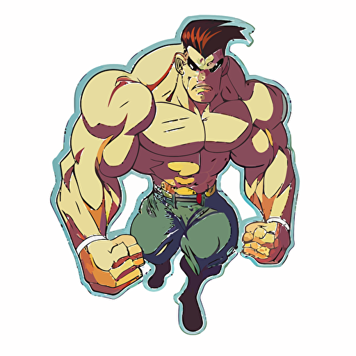 Muscular Gamer, sticker, contour, vector, anime, detailed,