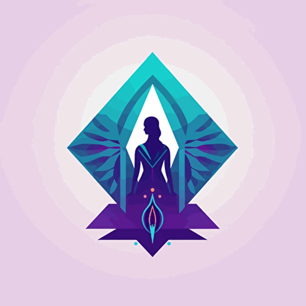 vector minimal logo, spiritual evolution, simple, blue turqoise purple