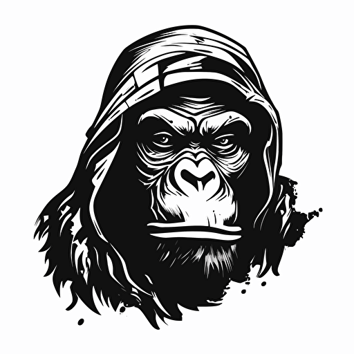 koba from planet of the apes, vector art logo, minimalistic, simplistic, illustrated logo, white background, black color logo, Graffiti style, flat 2d