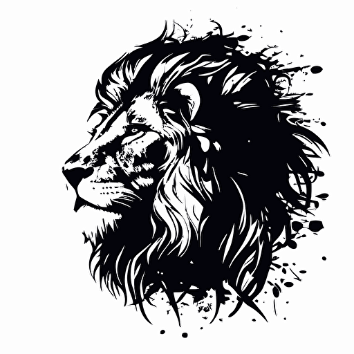 pop art iconic logo of lion, black vector, on white background