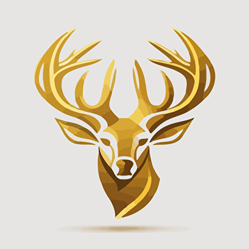 flat vector logo of deer head, golden on white