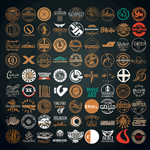 a sheet with the best logos and fonts, modern, vector,