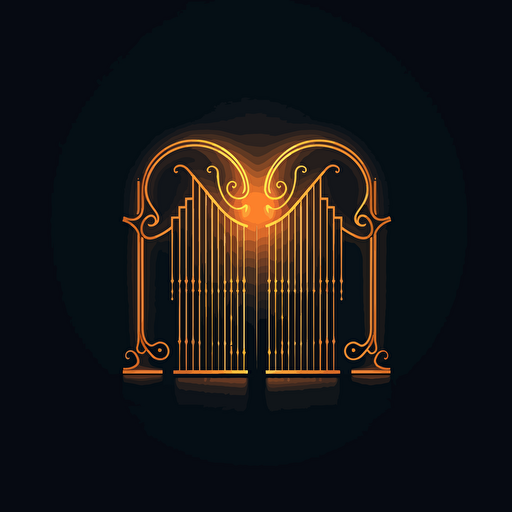 create a symmetrical logo of two open gates, minimal, vector
