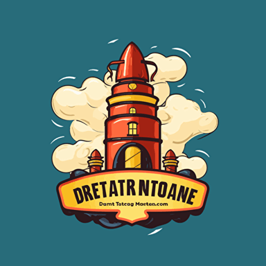 Logo design, flat, vector, 2D, Generate a logo for an event rental agency specializing in inflatable castles. The logo should feature an image of a tornado to represent the element of air. The dominant color of the logo should be blue to evoke a fresh and playful atmosphere. The font style should be clear and legible. The logo should also include the name of the agency and a subtitle if necessary. Add additional details such as elements of inflatable castles or balloons to reinforce the festive aspect of the agency.