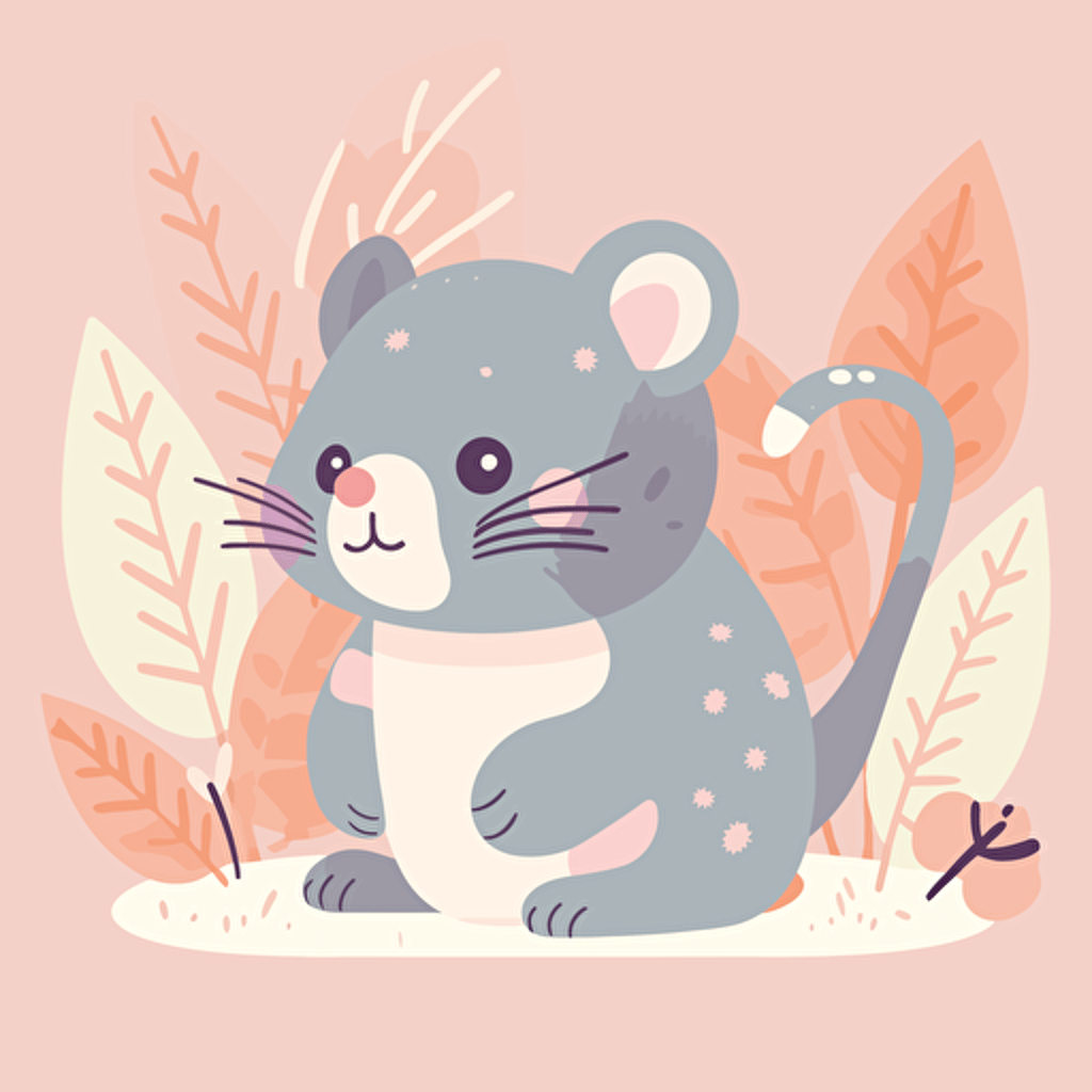 A flat vector illustration of a cute animal in pastel colors