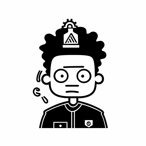 basquiat style first responder, simple vector black and white, children book illustration, minimalism,