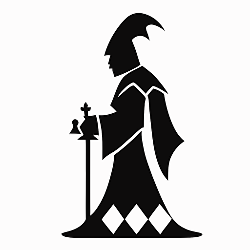 a jester chess icon, simple, basic shapes, vector, clean white background