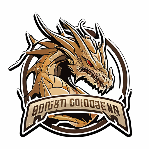LINE sticker vector design, dragon esports logo, thick white outline, isolated white background, drawn with adobe illustrator