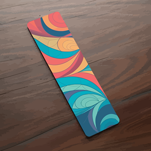rectangular bookmark, illustration, ultimate frisbee, inspired by elements of nature, 5-color cold palette , vectorized illustration, colors not repeating side by side, geometric shapes and curves.