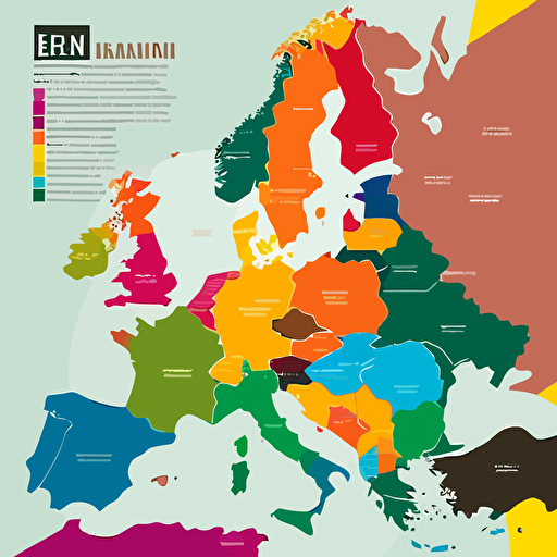 vector map of europe with esch country in different colour, 4:2