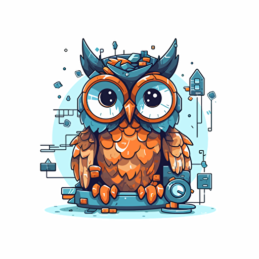 a cute pixel owl vector logo with a busniess and technology implied